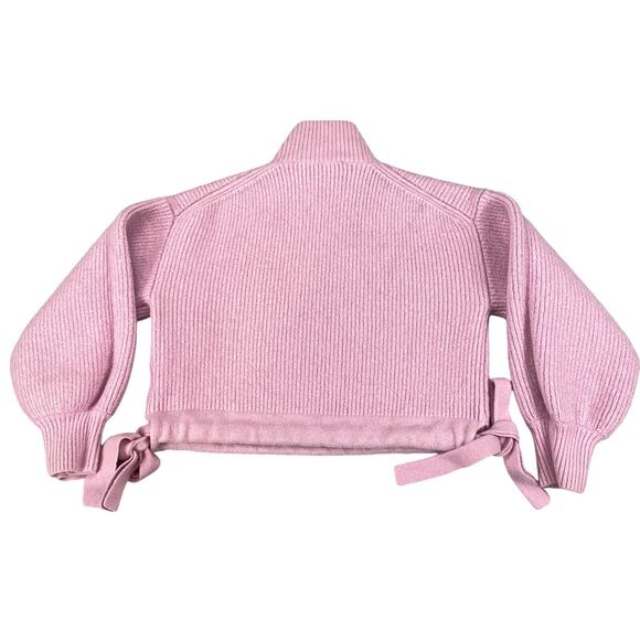 PAPER LONDON Wool Sweater Pink Women's Sz XS Cropped Mock Neck Pullover - Picture 3 of 11